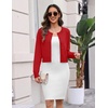 image:imageZeagoo Womens Cropped Cardigan Sweaters 2026 Button Down Long Sleeve Knit Bolero Shrugs for DressesRed