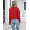 image:imageZeagoo Womens Cropped Cardigan Sweaters 2026 Button Down Long Sleeve Knit Bolero Shrugs for DressesRed