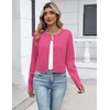 image:imageZeagoo Womens Cropped Cardigan Sweaters 2026 Button Down Long Sleeve Knit Bolero Shrugs for DressesRose Red