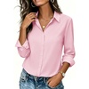 image:imageZeagoo Button Down Shirts for Women Long Sleeve Dress Shirts Classic fit Collared Blouses Casual Business Work Tops S3XLPink
