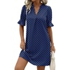 image:imageZeagoo Summer Dresses for Women 2026 V Neck Ruffle Sleeve Loose Shift Dress Hawaiian Sundress Beach Vacation ClothesBlue Polka Dots