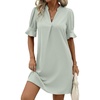 image:imageZeagoo Summer Dresses for Women 2026 V Neck Ruffle Sleeve Loose Shift Dress Hawaiian Sundress Beach Vacation ClothesGreen