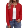 image:imageZeagoo Womens Cropped Cardigan Sweaters 2026 Button Down Long Sleeve Knit Bolero Shrugs for DressesRed