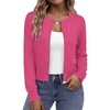 image:imageZeagoo Womens Cropped Cardigan Sweaters 2026 Button Down Long Sleeve Knit Bolero Shrugs for DressesRose Red