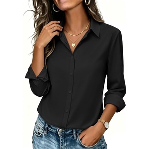 image:imageZeagoo Button Down Shirts for Women Long Sleeve Dress Shirts Classic fit Collared Blouses Casual Business Work Tops S3XLAblack