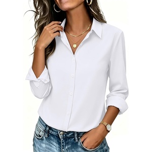 image:imageZeagoo Button Down Shirts for Women Long Sleeve Dress Shirts Classic fit Collared Blouses Casual Business Work Tops S3XLAwhite