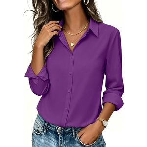 image:imageZeagoo Button Down Shirts for Women Long Sleeve Dress Shirts Classic fit Collared Blouses Casual Business Work Tops S3XLPurple