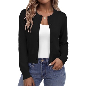 image:imageZeagoo Womens Cropped Cardigan Sweaters 2026 Button Down Long Sleeve Knit Bolero Shrugs for Dresses01black