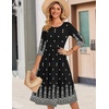 image:imageZeagoo 34 Sleeve Womens Dress Casual Flowy ALine Midi Tshirt Dresses with Pockets Crewneck Vocation Boho Beach SundressBlack Boho Print