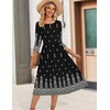 image:imageZeagoo 34 Sleeve Womens Dress Casual Flowy ALine Midi Tshirt Dresses with Pockets Crewneck Vocation Boho Beach SundressBlack Boho Print