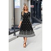 image:imageZeagoo 34 Sleeve Womens Dress Casual Flowy ALine Midi Tshirt Dresses with Pockets Crewneck Vocation Boho Beach SundressBlack Boho Print
