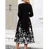 image:imageZeagoo 34 Sleeve Womens Dress Casual Flowy ALine Midi Tshirt Dresses with Pockets Crewneck Vocation Boho Beach SundressBlack Floral