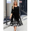 image:imageZeagoo 34 Sleeve Womens Dress Casual Flowy ALine Midi Tshirt Dresses with Pockets Crewneck Vocation Boho Beach SundressBlack Floral
