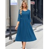 image:imageZeagoo 34 Sleeve Womens Dress Casual Flowy ALine Midi Tshirt Dresses with Pockets Crewneck Vocation Boho Beach SundressBlue