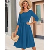 image:imageZeagoo 34 Sleeve Womens Dress Casual Flowy ALine Midi Tshirt Dresses with Pockets Crewneck Vocation Boho Beach SundressBlue