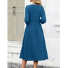 image:imageZeagoo 34 Sleeve Womens Dress Casual Flowy ALine Midi Tshirt Dresses with Pockets Crewneck Vocation Boho Beach SundressBlue