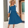 image:imageZeagoo 34 Sleeve Womens Dress Casual Flowy ALine Midi Tshirt Dresses with Pockets Crewneck Vocation Boho Beach SundressBlue
