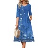 image:imageZeagoo 34 Sleeve Womens Dress Casual Flowy ALine Midi Tshirt Dresses with Pockets Crewneck Vocation Boho Beach SundressBlue Boho Print