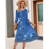 image:imageZeagoo 34 Sleeve Womens Dress Casual Flowy ALine Midi Tshirt Dresses with Pockets Crewneck Vocation Boho Beach SundressBlue Boho Print
