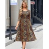 image:imageZeagoo 34 Sleeve Womens Dress Casual Flowy ALine Midi Tshirt Dresses with Pockets Crewneck Vocation Boho Beach SundressEthnic Boho Print