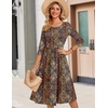 image:imageZeagoo 34 Sleeve Womens Dress Casual Flowy ALine Midi Tshirt Dresses with Pockets Crewneck Vocation Boho Beach SundressEthnic Boho Print
