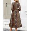 image:imageZeagoo 34 Sleeve Womens Dress Casual Flowy ALine Midi Tshirt Dresses with Pockets Crewneck Vocation Boho Beach SundressEthnic Boho Print