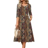 image:imageZeagoo 34 Sleeve Womens Dress Casual Flowy ALine Midi Tshirt Dresses with Pockets Crewneck Vocation Boho Beach SundressEthnic Boho Print