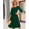 image:imageZeagoo 34 Sleeve Womens Dress Casual Flowy ALine Midi Tshirt Dresses with Pockets Crewneck Vocation Boho Beach SundressGreen
