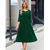 image:imageZeagoo 34 Sleeve Womens Dress Casual Flowy ALine Midi Tshirt Dresses with Pockets Crewneck Vocation Boho Beach SundressGreen