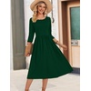 image:imageZeagoo 34 Sleeve Womens Dress Casual Flowy ALine Midi Tshirt Dresses with Pockets Crewneck Vocation Boho Beach SundressGreen