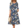image:imageZeagoo 34 Sleeve Womens Dress Casual Flowy ALine Midi Tshirt Dresses with Pockets Crewneck Vocation Boho Beach SundressLeaf Print