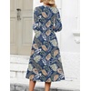 image:imageZeagoo 34 Sleeve Womens Dress Casual Flowy ALine Midi Tshirt Dresses with Pockets Crewneck Vocation Boho Beach SundressLeaf Print