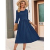image:imageZeagoo 34 Sleeve Womens Dress Casual Flowy ALine Midi Tshirt Dresses with Pockets Crewneck Vocation Boho Beach SundressNavy Round Dot