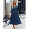 image:imageZeagoo 34 Sleeve Womens Dress Casual Flowy ALine Midi Tshirt Dresses with Pockets Crewneck Vocation Boho Beach SundressNavy Round Dot