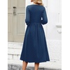 image:imageZeagoo 34 Sleeve Womens Dress Casual Flowy ALine Midi Tshirt Dresses with Pockets Crewneck Vocation Boho Beach SundressNavy Round Dot