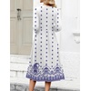 image:imageZeagoo 34 Sleeve Womens Dress Casual Flowy ALine Midi Tshirt Dresses with Pockets Crewneck Vocation Boho Beach SundressWhite Ethnic Print