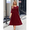 image:imageZeagoo 34 Sleeve Womens Dress Casual Flowy ALine Midi Tshirt Dresses with Pockets Crewneck Vocation Boho Beach SundressWine Red
