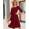 image:imageZeagoo 34 Sleeve Womens Dress Casual Flowy ALine Midi Tshirt Dresses with Pockets Crewneck Vocation Boho Beach SundressWine Red