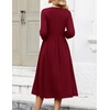 image:imageZeagoo 34 Sleeve Womens Dress Casual Flowy ALine Midi Tshirt Dresses with Pockets Crewneck Vocation Boho Beach SundressWine Red