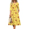 image:imageZeagoo 34 Sleeve Womens Dress Casual Flowy ALine Midi Tshirt Dresses with Pockets Crewneck Vocation Boho Beach SundressYellow Floral