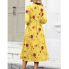 image:imageZeagoo 34 Sleeve Womens Dress Casual Flowy ALine Midi Tshirt Dresses with Pockets Crewneck Vocation Boho Beach SundressYellow Floral