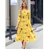 image:imageZeagoo 34 Sleeve Womens Dress Casual Flowy ALine Midi Tshirt Dresses with Pockets Crewneck Vocation Boho Beach SundressYellow Floral