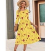 image:imageZeagoo 34 Sleeve Womens Dress Casual Flowy ALine Midi Tshirt Dresses with Pockets Crewneck Vocation Boho Beach SundressYellow Floral
