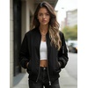 image:imageZeagoo Womens Bomber Jacket Casual Coat Zip Up Spring Fall Clothes with Pockets SXXLAblack