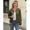 image:imageZeagoo Womens Bomber Jacket Casual Coat Zip Up Spring Fall Clothes with Pockets SXXLArmy Green Stripes