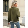 image:imageZeagoo Womens Bomber Jacket Casual Coat Zip Up Spring Fall Clothes with Pockets SXXLArmy Green Stripes
