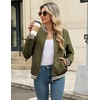 image:imageZeagoo Womens Bomber Jacket Casual Coat Zip Up Spring Fall Clothes with Pockets SXXLArmy Green Stripes