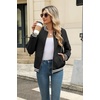 image:imageZeagoo Womens Bomber Jacket Casual Coat Zip Up Spring Fall Clothes with Pockets SXXLBlack Stripes