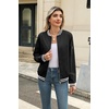 image:imageZeagoo Womens Bomber Jacket Casual Coat Zip Up Spring Fall Clothes with Pockets SXXLBlack Stripes