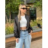image:imageZeagoo Womens Bomber Jacket Casual Coat Zip Up Spring Fall Clothes with Pockets SXXLSatinblack